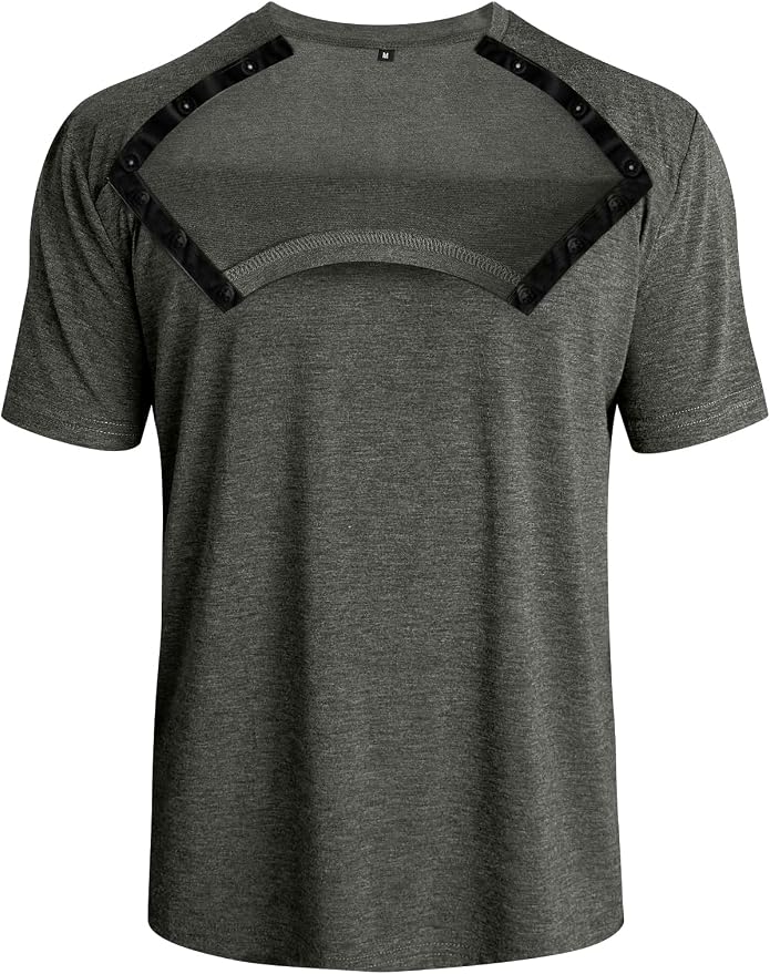 Chemo port shirt with button access